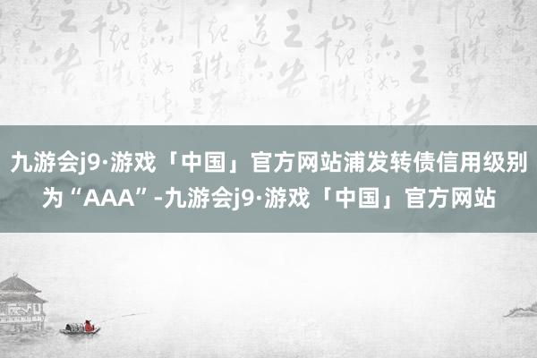 九游会j9·游戏「中国」官方网站浦发转债信用级别为“AAA”-九游会j9·游戏「中国」官方网站